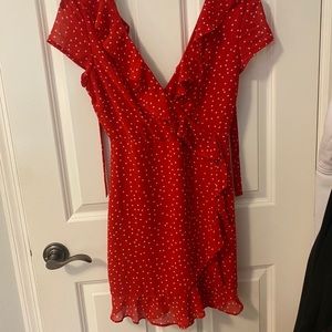 Red polka dot mini dress